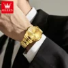 Olevs 7077 Watches Man Watch Men Luxury Brand Classic Numbers Digital Dial Automatic Mechanical Man Watch