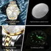 Olevs 7077 Watches Man Watch Men Luxury Brand Classic Numbers Digital Dial Automatic Mechanical Man Watch