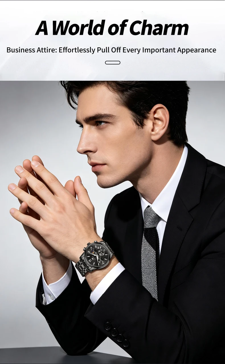 OLEVS 2718 Luxury Bands Sports Designer Moon Phase Watch Stainless Steel Waterproof Calendar Quartz Watch 5