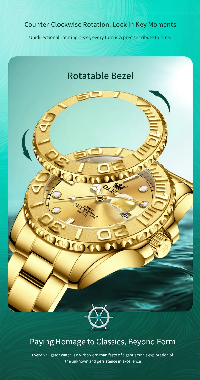 OLEVS 2720 Luxury Brand Fashion Sports Diving Calendar Classic Stainless Steel Waterproof Luminous Quartz Watch 2