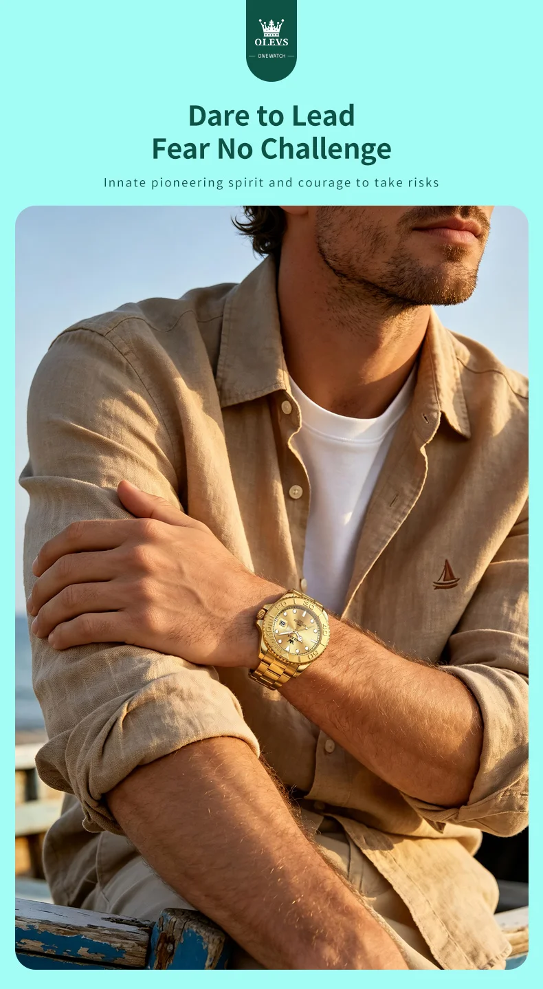 OLEVS 2720 Luxury Brand Fashion Sports Diving Calendar Classic Stainless Steel Waterproof Luminous Quartz Watch 3