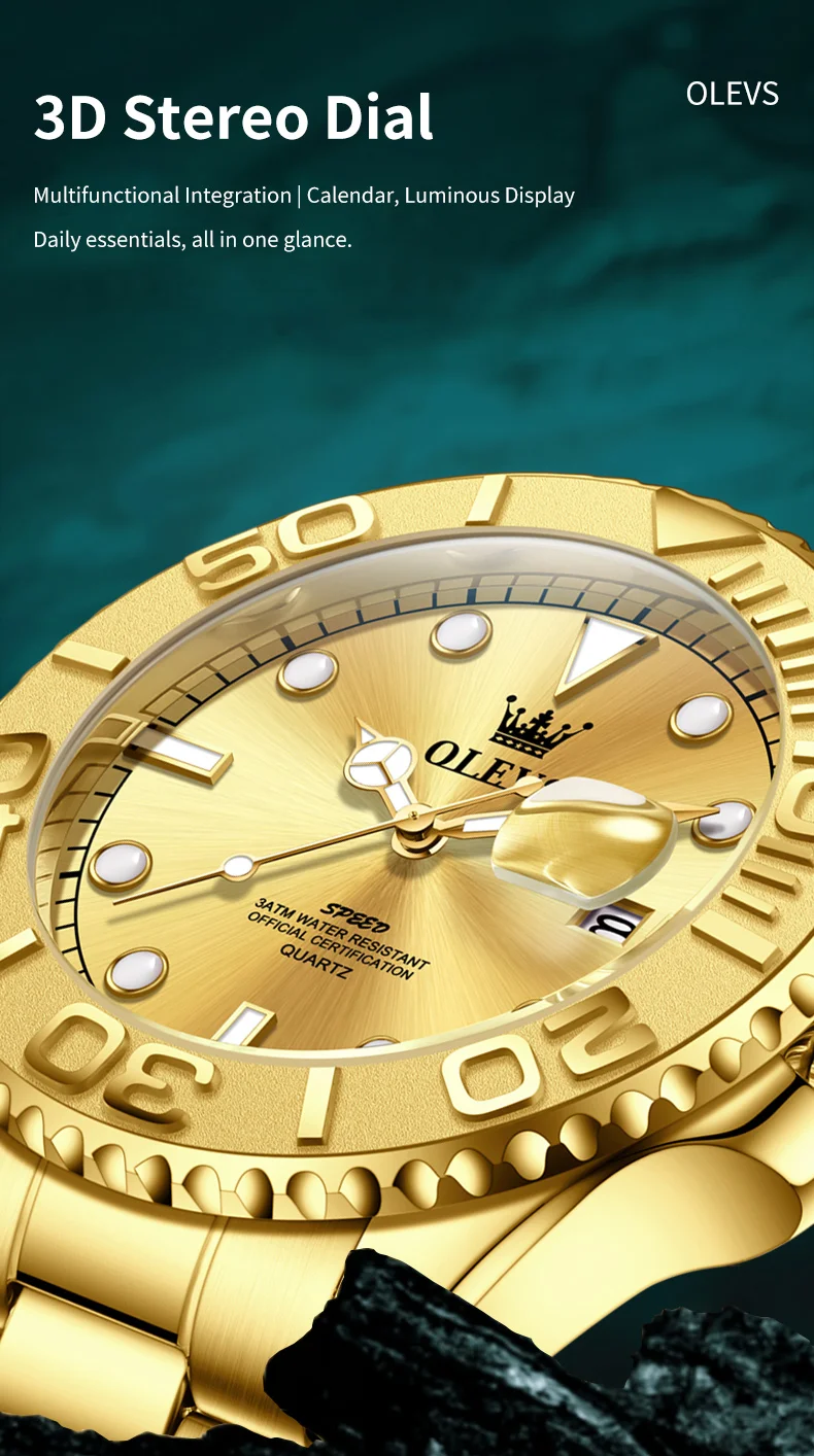 OLEVS 2720 Luxury Brand Fashion Sports Diving Calendar Classic Stainless Steel Waterproof Luminous Quartz Watch 8