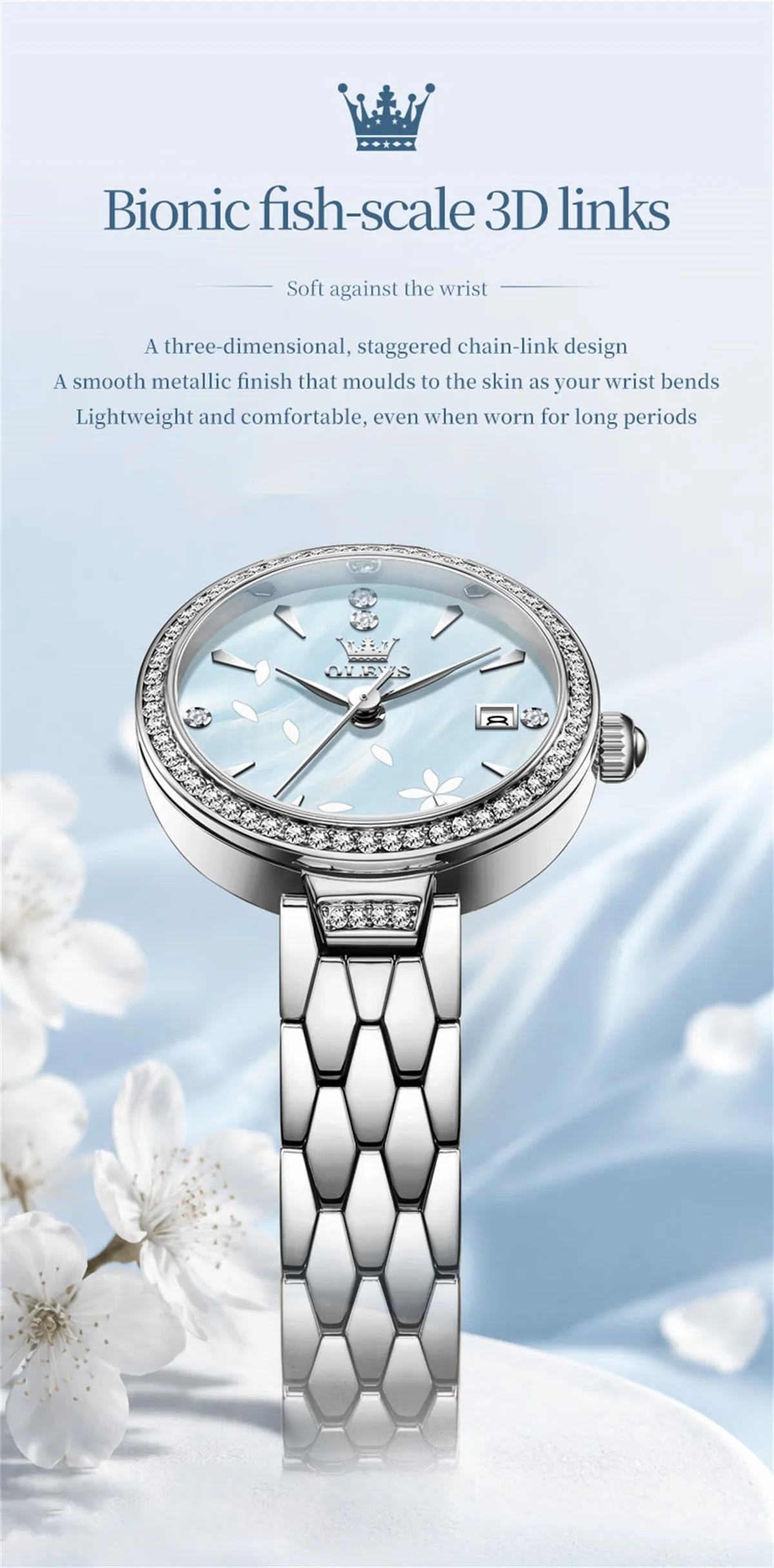 OLEVS 5689 Luxury Bands Sports Designer Waterproof Fashion Stainless Elegant Steel Calendar Quartz Watch for Woman 6