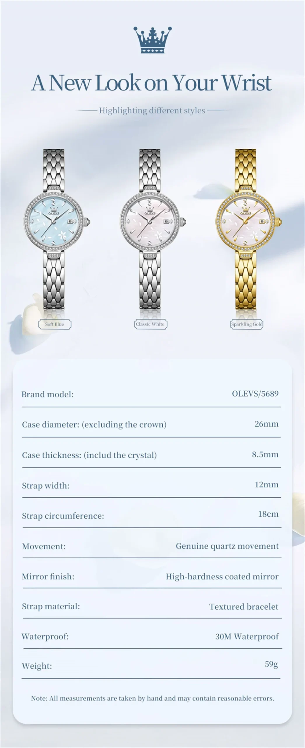 OLEVS 5689 Luxury Bands Sports Designer Waterproof Fashion Stainless Elegant Steel Calendar Quartz Watch for Woman 8
