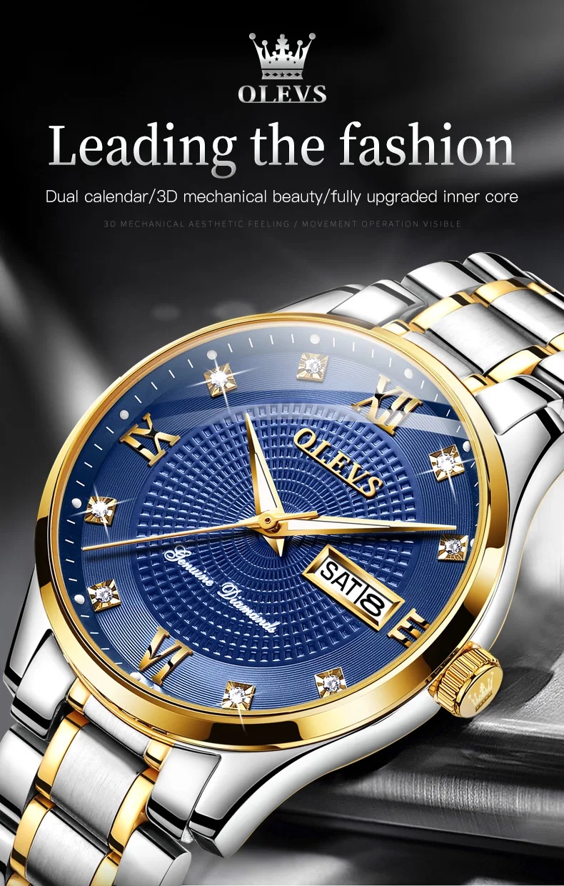 OLEVS 6603 Waterproof Luxury Watch Stainless Steel Classic Relojes Gold Watch for Man Mechanical Wrist Watch 1