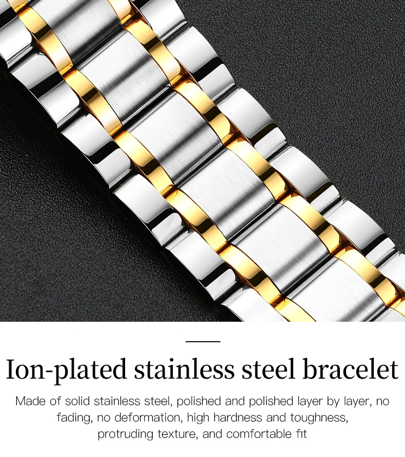 OLEVS 6603 Waterproof Luxury Watch Stainless Steel Classic Relojes Gold Watch for Man Mechanical Wrist Watch 10