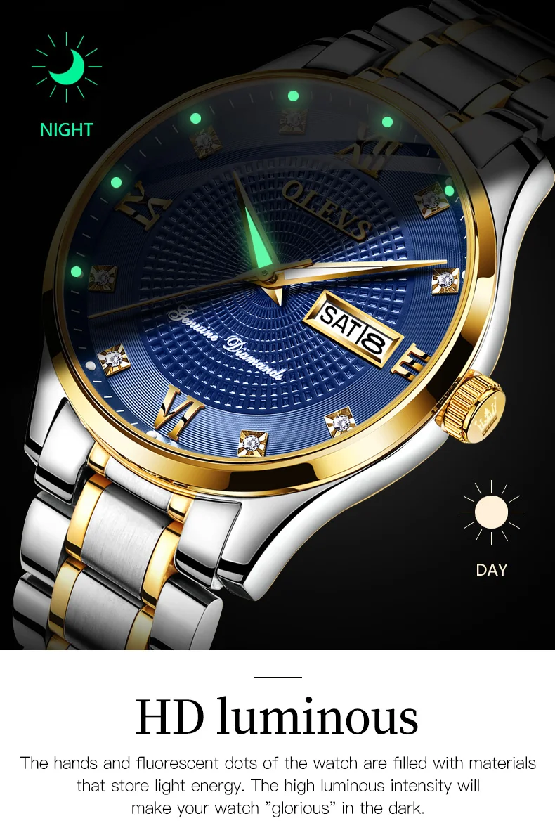 OLEVS 6603 Waterproof Luxury Watch Stainless Steel Classic Relojes Gold Watch for Man Mechanical Wrist Watch 11