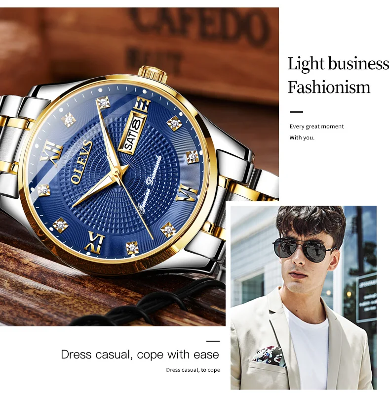 OLEVS 6603 Waterproof Luxury Watch Stainless Steel Classic Relojes Gold Watch for Man Mechanical Wrist Watch 15