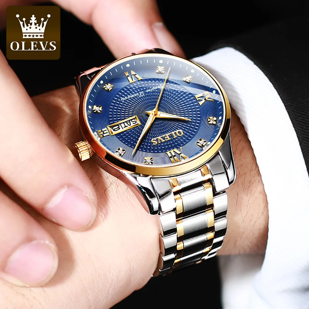 OLEVS 6603 Waterproof Luxury Watch Stainless Steel Classic Relojes Gold Watch for Man Mechanical Wrist Watch 17
