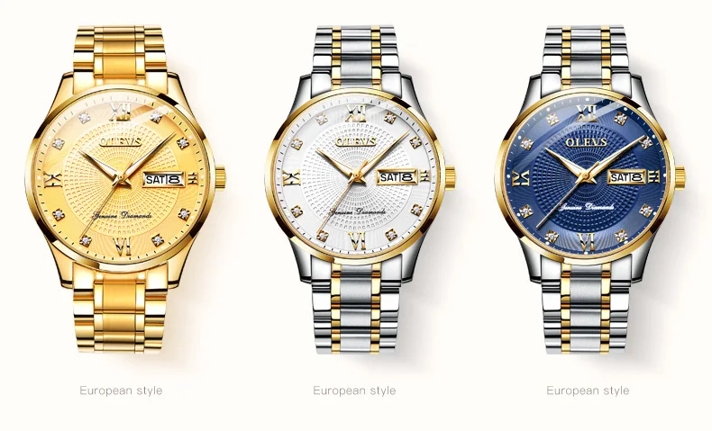 OLEVS 6603 Waterproof Luxury Watch Stainless Steel Classic Relojes Gold Watch for Man Mechanical Wrist Watch 7