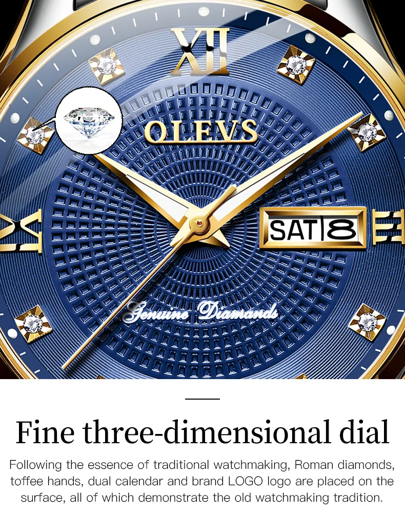 OLEVS 6603 Waterproof Luxury Watch Stainless Steel Classic Relojes Gold Watch for Man Mechanical Wrist Watch 9