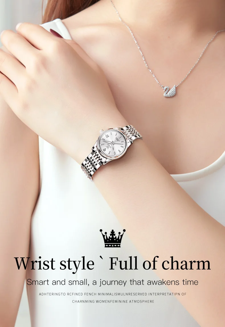OLEVS 6635 Luxury Stainless Steel Classic Fashion Luxury Calendar Mechanical Watch for Women's Automatic Watch 1