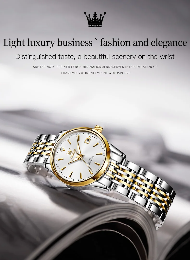 OLEVS 6635 Luxury Stainless Steel Classic Fashion Luxury Calendar Mechanical Watch for Women's Automatic Watch 4