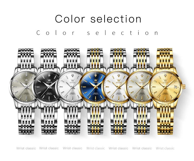 OLEVS 6635 Luxury Stainless Steel Classic Fashion Luxury Calendar Mechanical Watch for Women's Automatic Watch 7