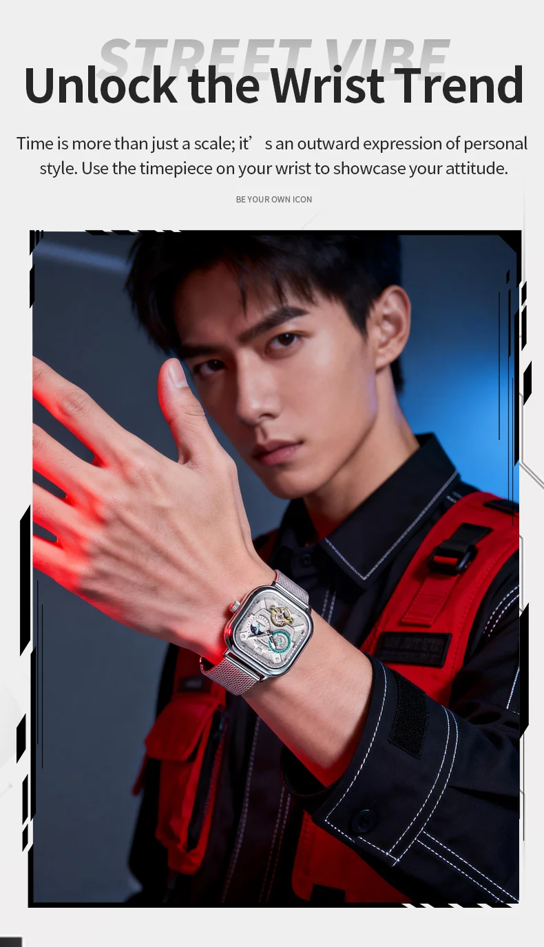 OLEVS 6782 Luxury Designer Brand Hollow Skeleton Watches Moon Phase Watch Automatic Mechanical Watch for Man 9