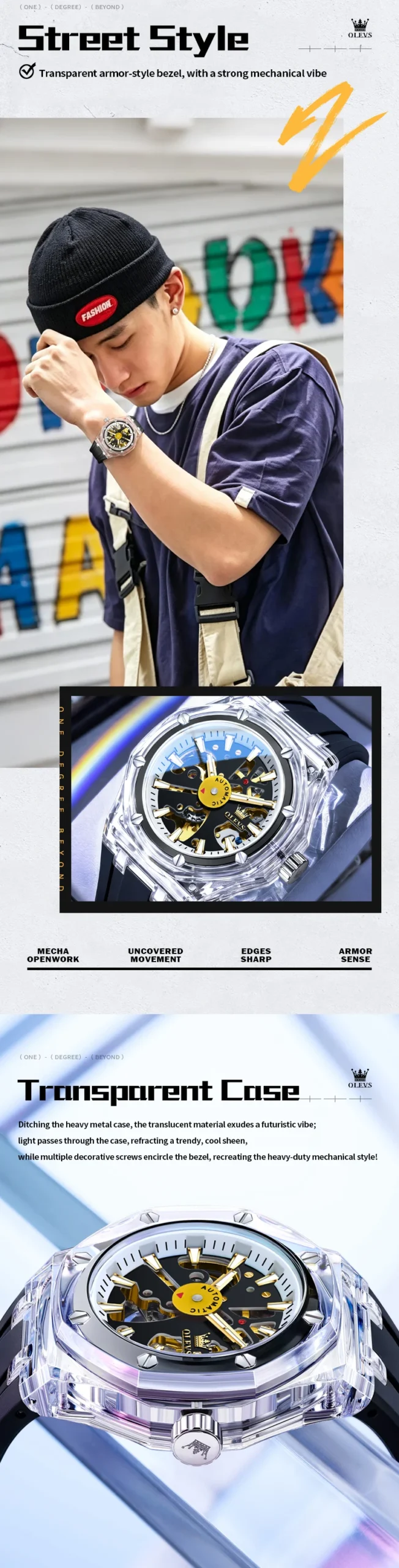OLEVS 6788 Luxury Sports Brand Best-selling Styles Hollow Stainless Steel Automatic Mechanical Calendar Waterproof Man Watch 2
