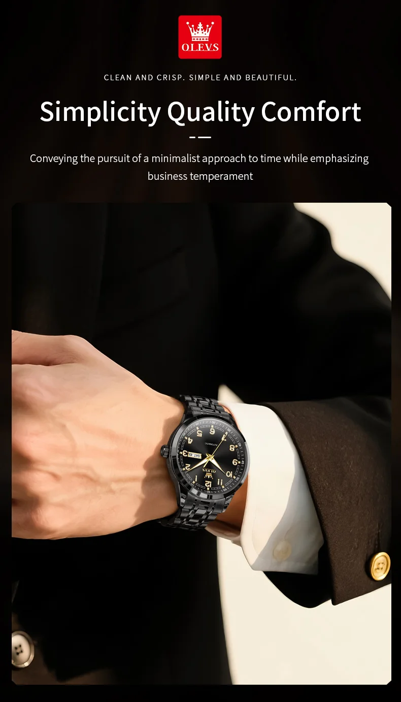 Olevs 7077 Watches Man Watch Men Luxury Brand Classic Numbers Digital Dial Automatic Mechanical Man Watch 12