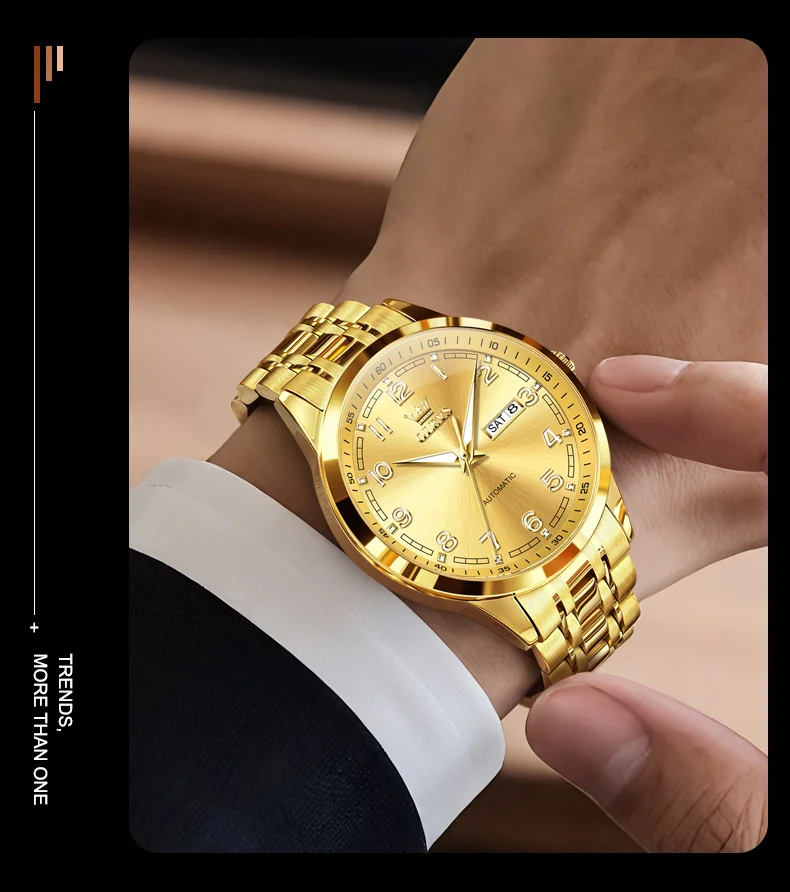 Olevs 7077 Watches Man Watch Men Luxury Brand Classic Numbers Digital Dial Automatic Mechanical Man Watch 13