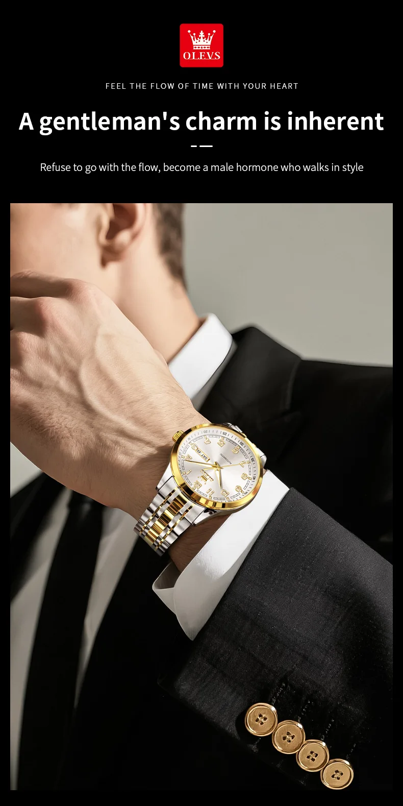Olevs 7077 Watches Man Watch Men Luxury Brand Classic Numbers Digital Dial Automatic Mechanical Man Watch 3