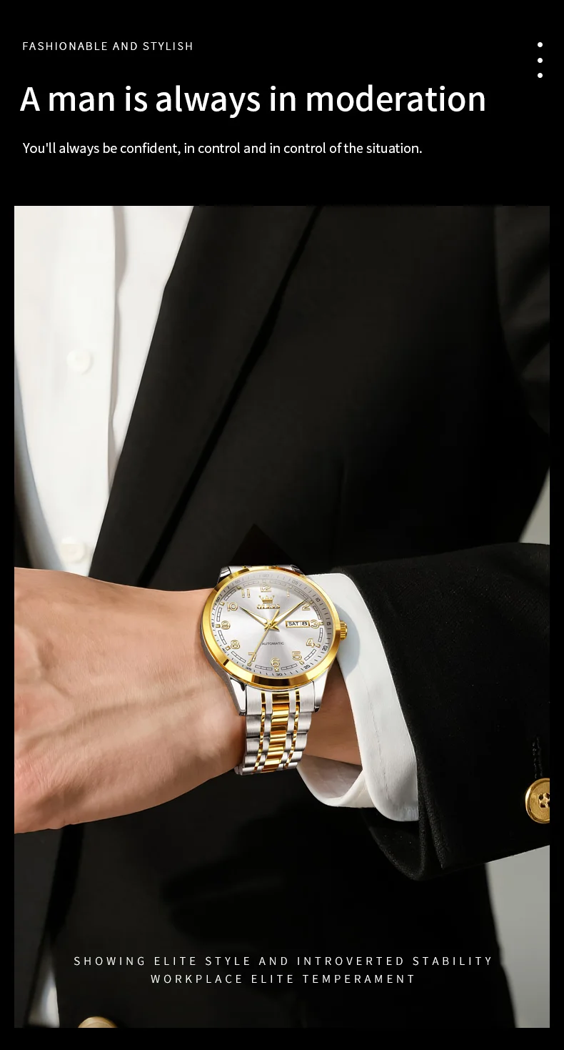 Olevs 7077 Watches Man Watch Men Luxury Brand Classic Numbers Digital Dial Automatic Mechanical Man Watch 4