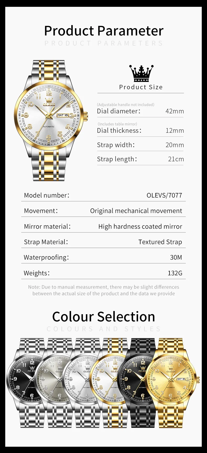 Olevs 7077 Watches Man Watch Men Luxury Brand Classic Numbers Digital Dial Automatic Mechanical Man Watch 6